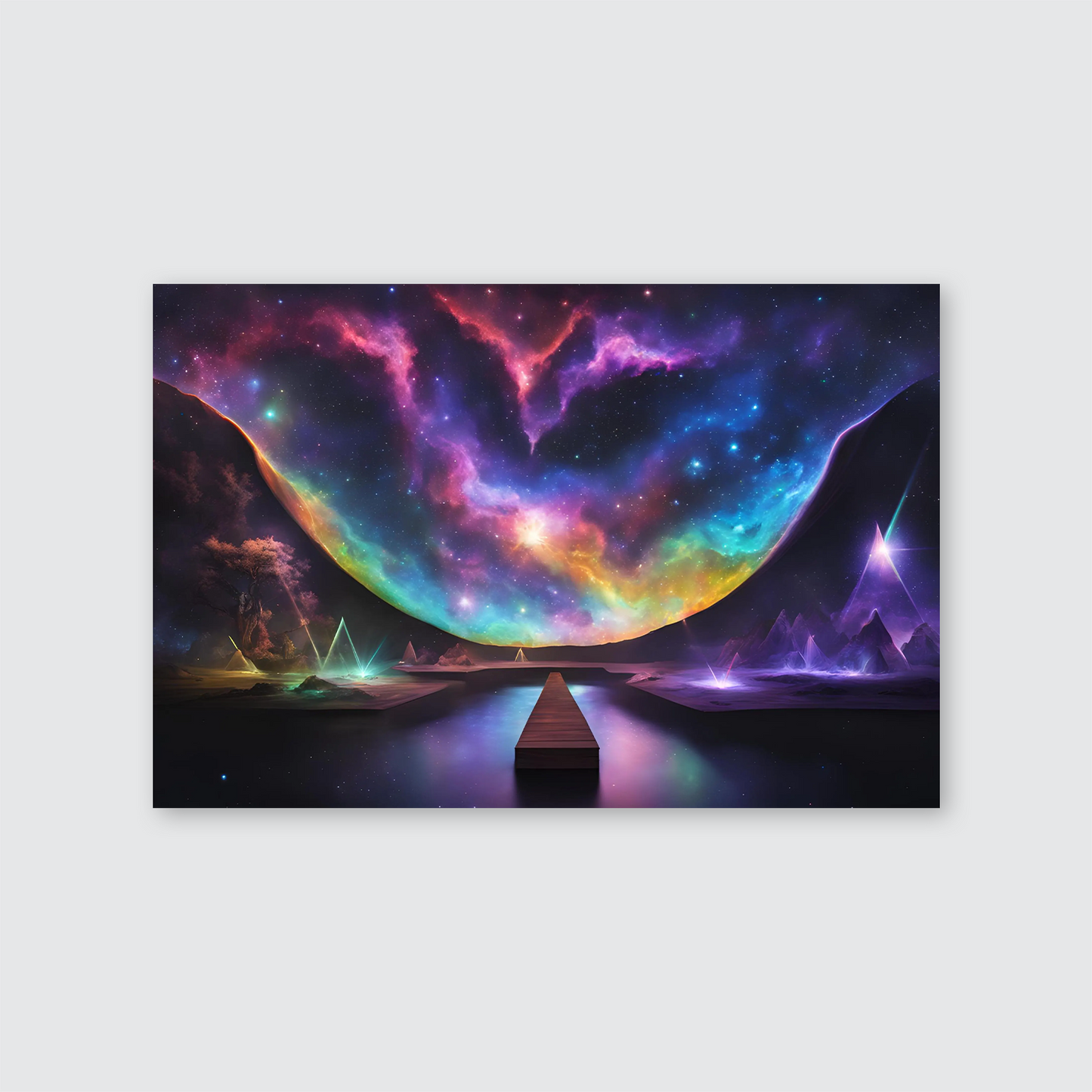 Cosmic Landscape Wall Art, Vibrant Galaxy, Surreal Dreamscape Poster