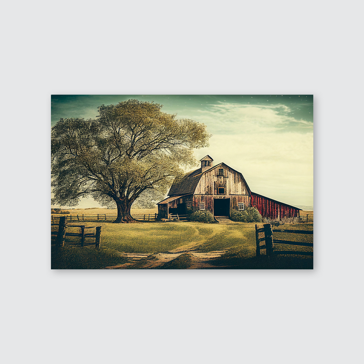 Vintage Looking Wall Art, Rustic Barn Print, Barn Poster, Antique Style Art, Landscape Wall Art, Farmhouse Wall Art