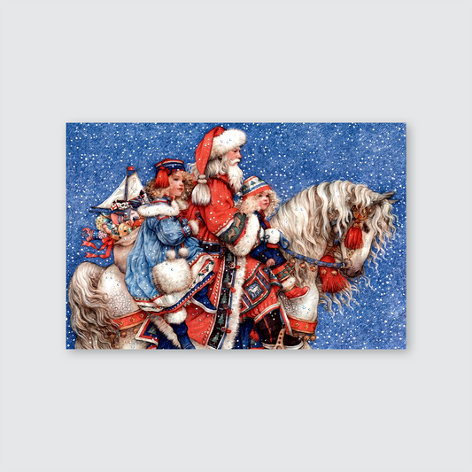 Christmas Decor- Vintage Santa Claus and Children Wall Art Poster, One Sheet Wall Size 24''x36''