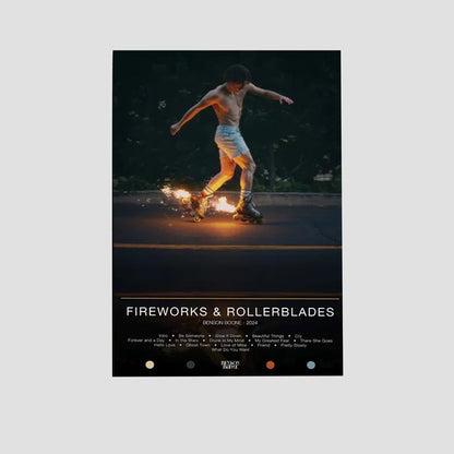 Music Poster Benson Boone  Fireworks & Rollerblades Retro Style - Size 24''x36''