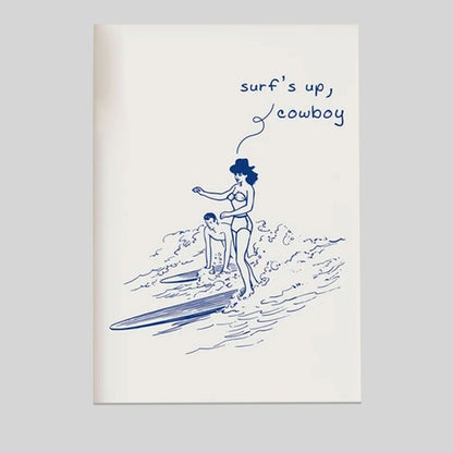 Retro Surf's Up Cowboy, Coastal Cowgirl Poster Full Size 24''x36''