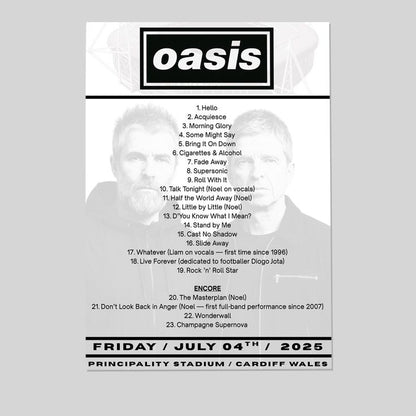 Music Poster- Oasis Comeback Tour 2025 Poster - Vintage Style - Size 24x36