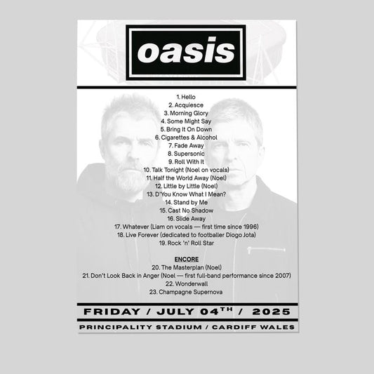 Music Poster- Oasis Comeback Tour 2025 Poster - Vintage Style - Size 24x36