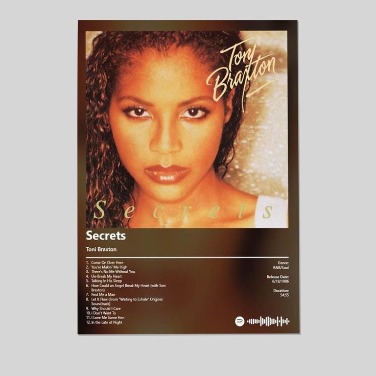Music Poster - Toni Braxton - Secrets Album Retro Style - Size 24x36