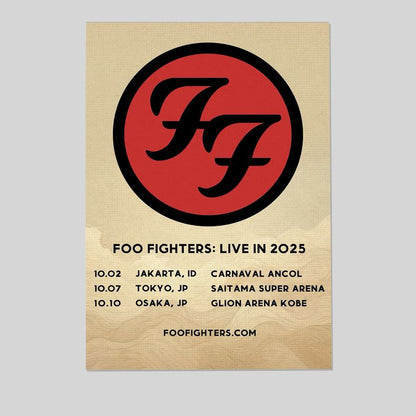 NEW Foo Fighters Tour Live In 2025 New Show Announced Poster Size 24''x36''