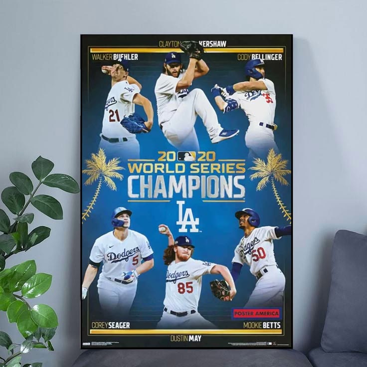 LA Dodgers 2020 World Series Champions Poster Poster Size 24''x36''