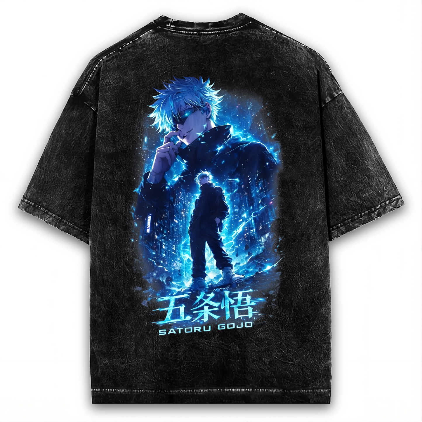 GOJO SATORU ILLUSTRATION T-SHIRT | JUJUTSU KAISEN ANIME OVERSIZED WASHED TEE
