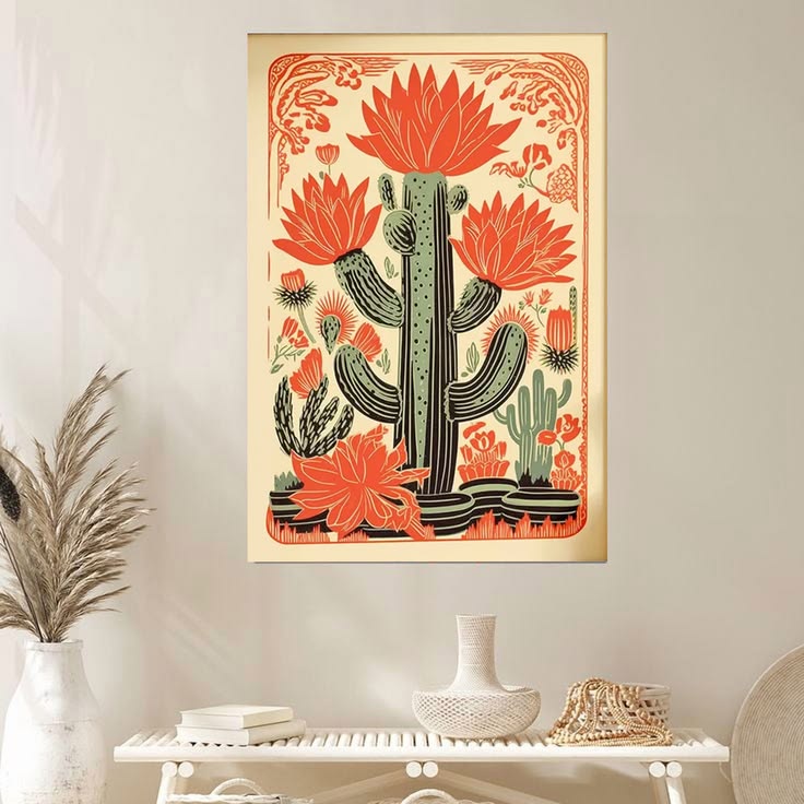 Vintage Mexican Cactus Poster Full Size 24''x36''