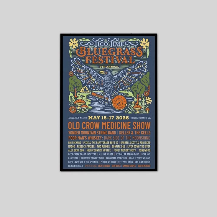 Tico Time Bluegrass Festival 2026 Concert Poster Full Size 24''x36''