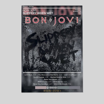 Bon Jovi Poster Slippery When Wet Poster Rock Music Poster Album Cover Poster Size 24''x36''