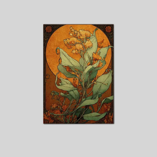 Art Nouveau Botanical Wall Art, Vintage Floral Poster Full Size 24''x36''