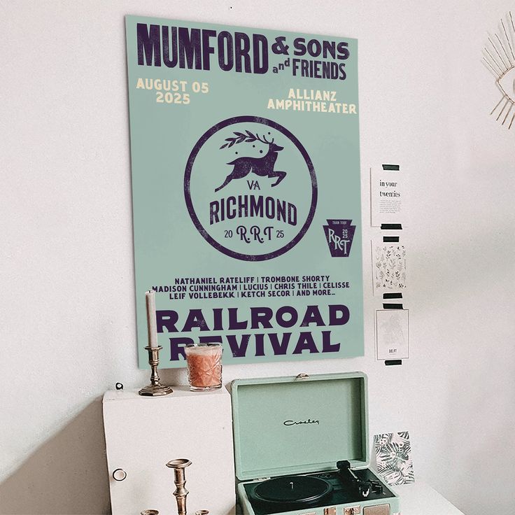Mumford And Sons 2025 Railroad Revival Tour In Richmond VA At Allianz Amphitheatre On August 5 2025 Home Decor Poster  Size 24''x36''