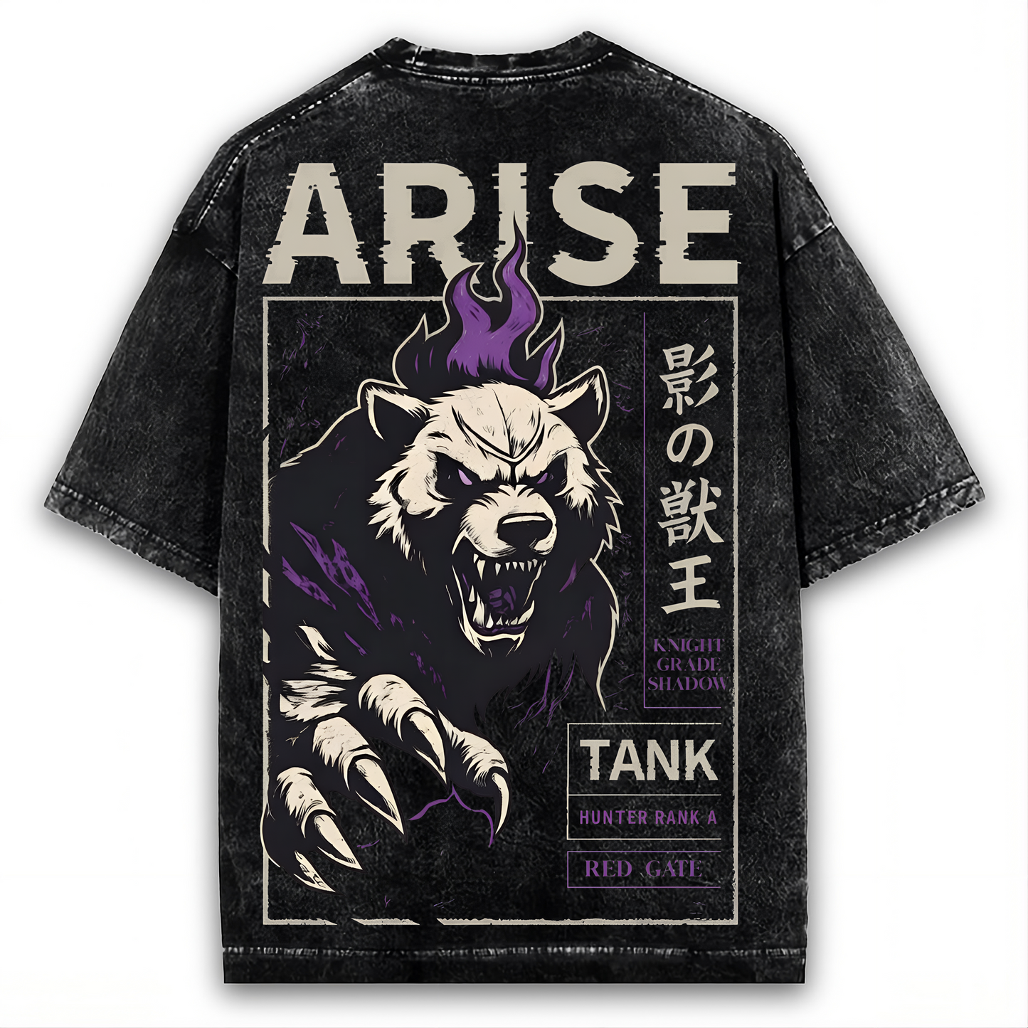 2-SIDED SOLO LEVELING "SHADOW BEAR SUMMON" SORONA WASHED TEE