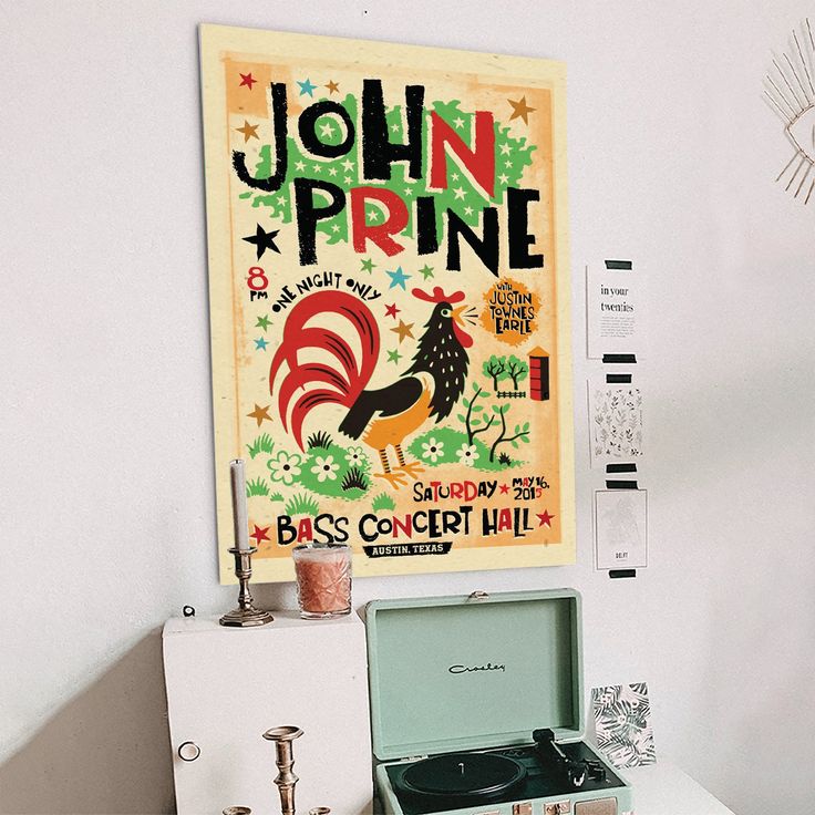 John Prine concert poster - 2015 signed by the artist Retro Style - Size 24''x36''