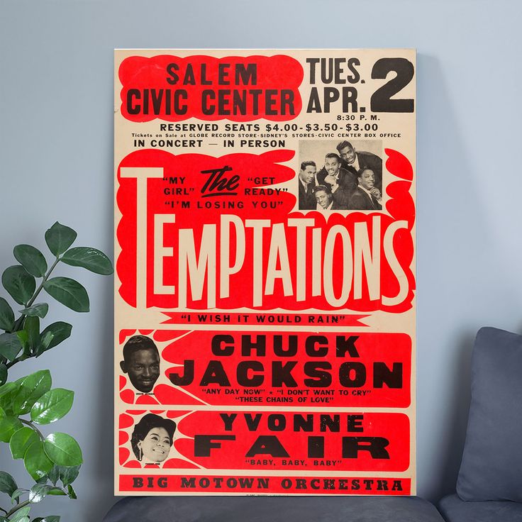 The Temptations - Concert Poster Retro Style - Size 24''x36''
