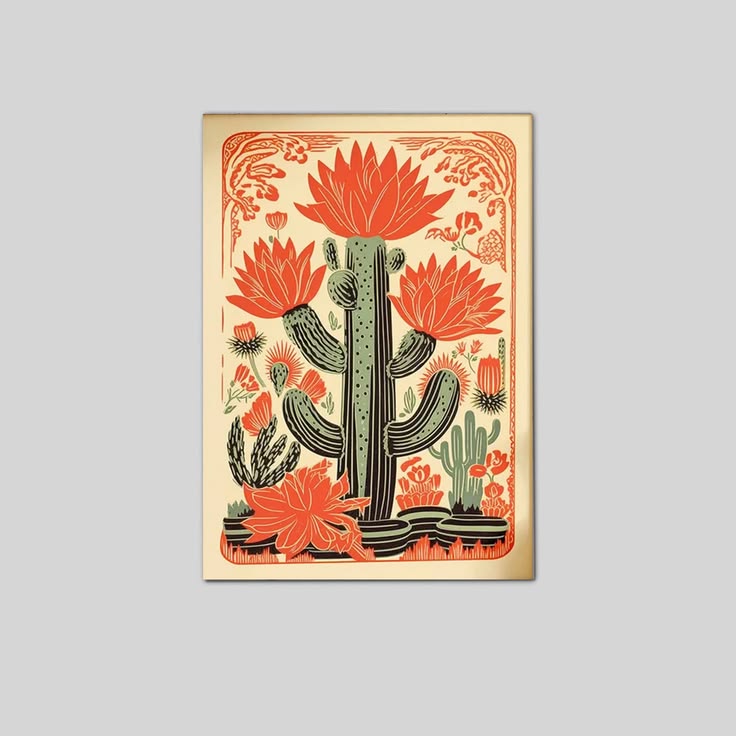 Vintage Mexican Cactus Poster Full Size 24''x36''