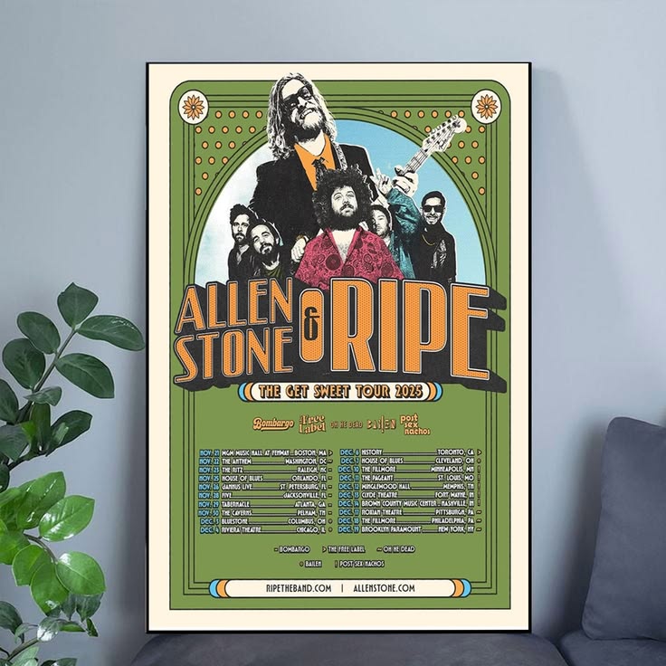 Allen Stone And Ripe The Get Sweet Tour 2025 Poster Size 24''x36''