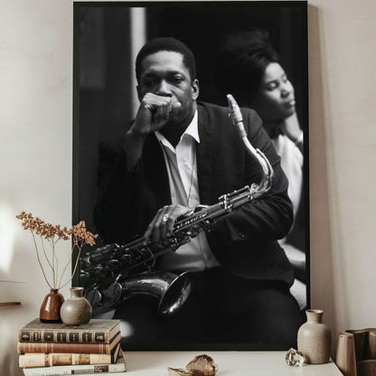John Coltrane Poster Jazz Canvas Art Painting Wall Art Size 24''x36''