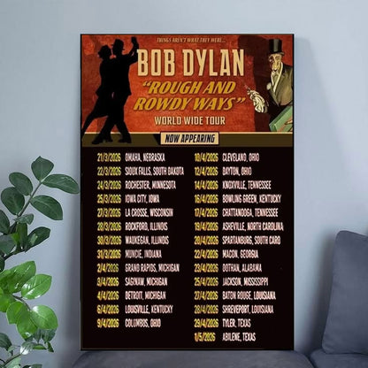 Bob Dylan Rough and Rowdy Ways Tour 2026 Poster, Music Print Poster Size 24''x36''