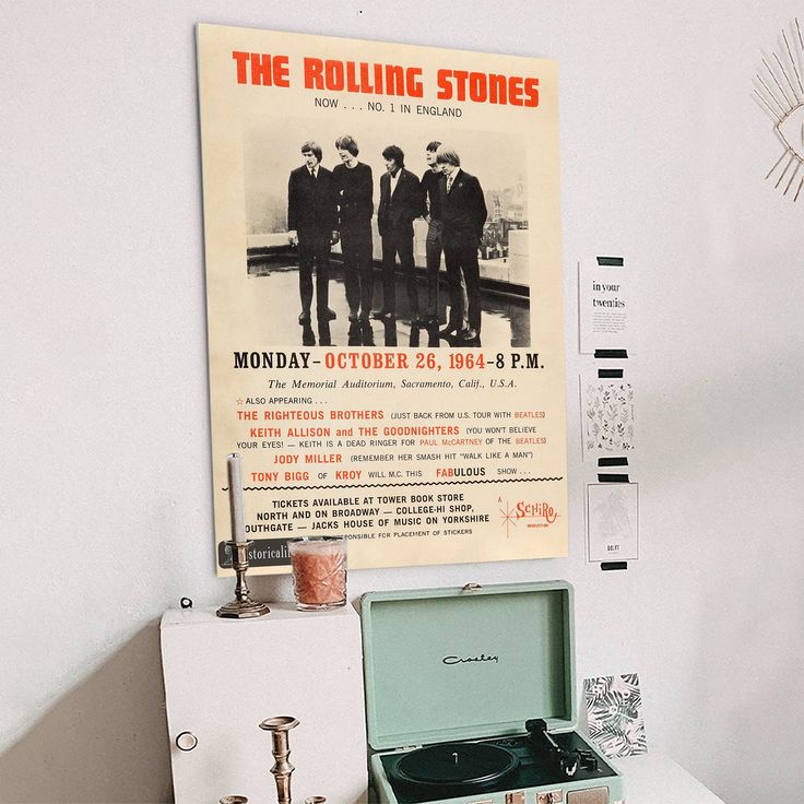 The Rolling Stones concert poster reproduction 1964 performance Printed on Fine Art Retro Style - Size 24''x36''