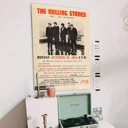 The Rolling Stones concert poster reproduction 1964 performance Printed on Fine Art Retro Style - Size 24''x36''