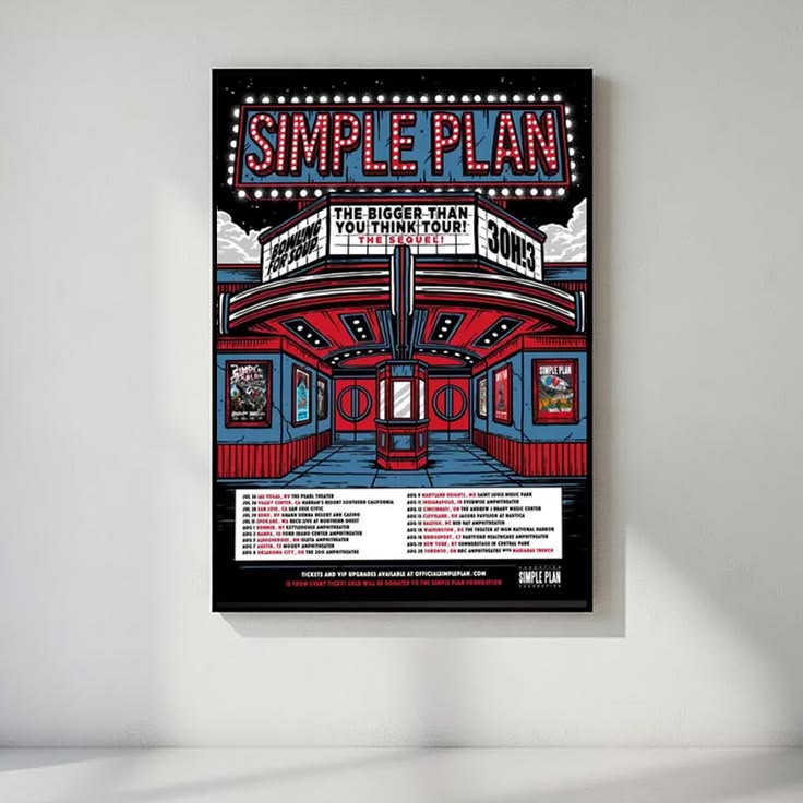 Simple Plan Tour Poster, Pop Punk Concert Print, Alternative Music Wall Art, Music Lover Gift Artwork