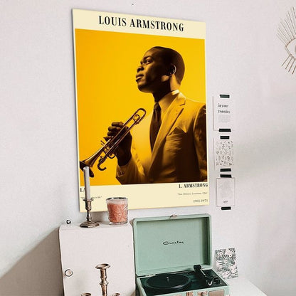 Music Poster- Louis Armstrong Poster - Jazz Art Vintage Style - Size 24x36