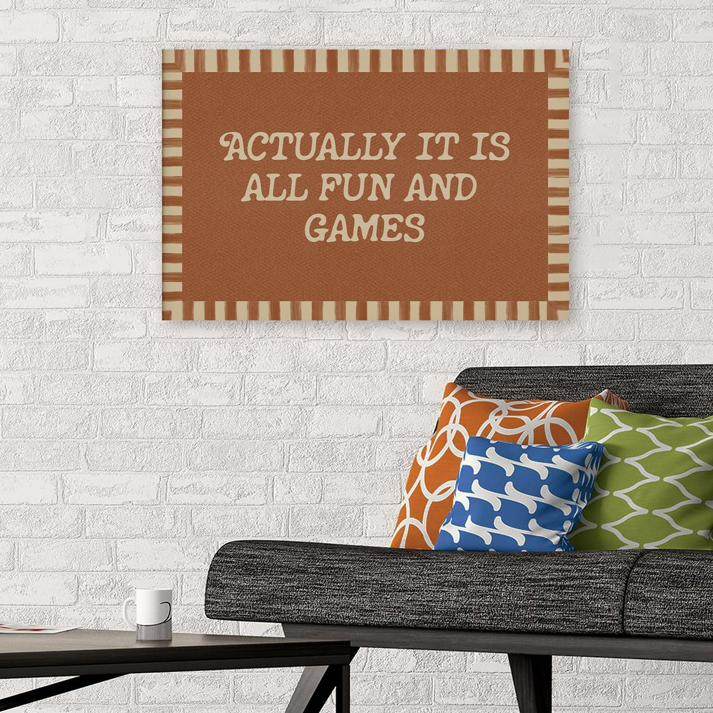 Actually It Is All Fun And Games: Retro Wall Art, Trendy Aesthetic Print, Funny Quote Print, Neutral Wall Art, Dorm Decor, Typography Poster