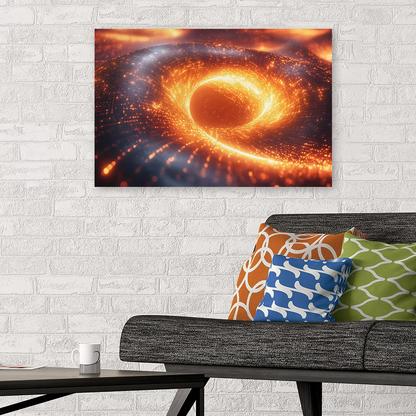 Black Hole Canvas Wall Art - Horizon Glow Modern Space Abstract Astronomy Decor Science