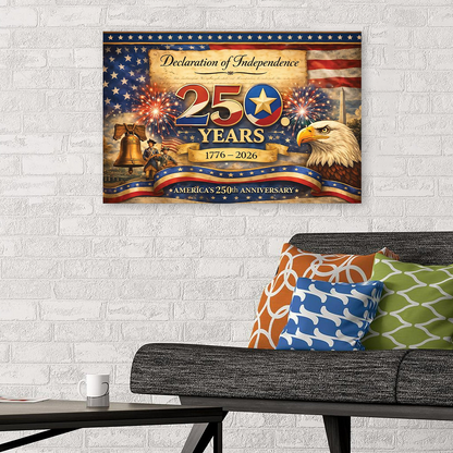 America 250th Anniversary Poster Canvas Declaration Of Independence Patriotic Wall Art Print 1776–2026 Poster Decor Home