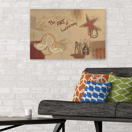 Vintage Collage Poster-Warm Tones Neutral Wall Decor Art Print Swan Bedroom Gift Size 24''x36''