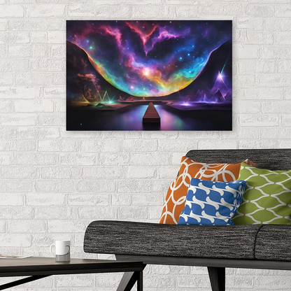 Cosmic Landscape Wall Art, Vibrant Galaxy, Surreal Dreamscape Poster