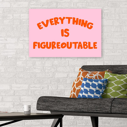 Everything Is Figureoutable Quote Art Poster, Trendy Wall Art, Funny Aesthetic Decor, Retro Home Decor, Printed Gift