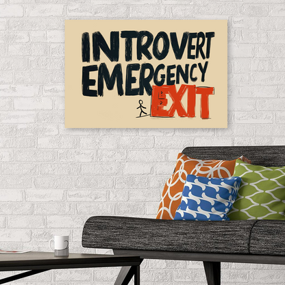 Introvert Emergency Exit Poster, Funny Office Wall Art, Office Humor Print, Minimal Office Poster, Corporate Humor Art, Dorm Room Poster