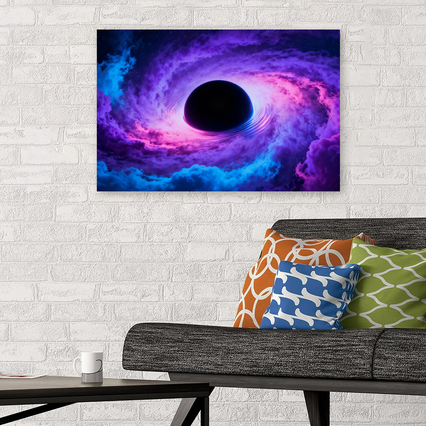 Neon Black Hole Horizon - Cosmic Void Art Poster