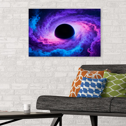 Neon Black Hole Horizon - Cosmic Void Art Poster