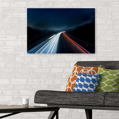Night Highway Light Trails Photography Print – Long Exposure Wall Art