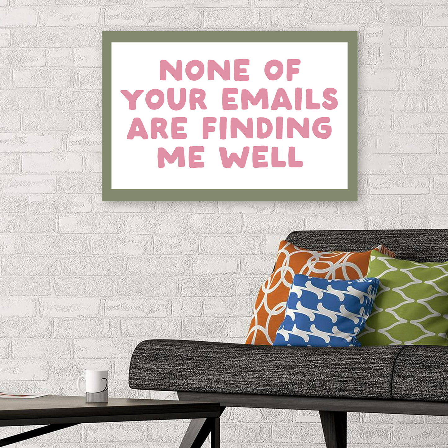 None Of Your Emails Are Finding Me Well Print Retro Pink Green Dopamine Decor Motivational Poster Office Desk Decor Funny Sarcastic Wall Art