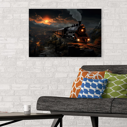 Steam Train Night Poster – Moody Cinematic Railway Scene