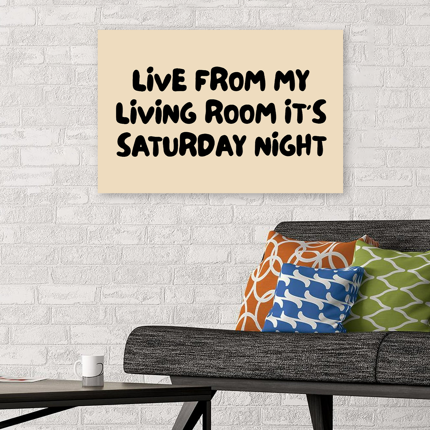 Funny Apartment Art Horizontal Print: Retro Living Room Typography