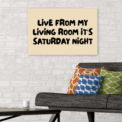 Funny Apartment Art Horizontal Print: Retro Living Room Typography