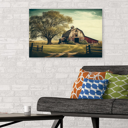 Vintage Looking Wall Art, Rustic Barn Print, Barn Poster, Antique Style Art, Landscape Wall Art, Farmhouse Wall Art