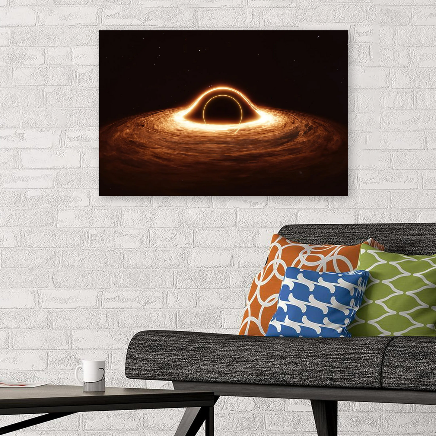 Black Hole Canvas Art: Glowing Accretion Disk, Cosmic Decor Poster