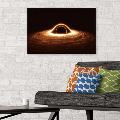 Black Hole Canvas Art: Glowing Accretion Disk, Cosmic Decor Poster