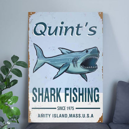 Quints Shark Fishing 1975 Jaws Retro Style - Size 24''x36''