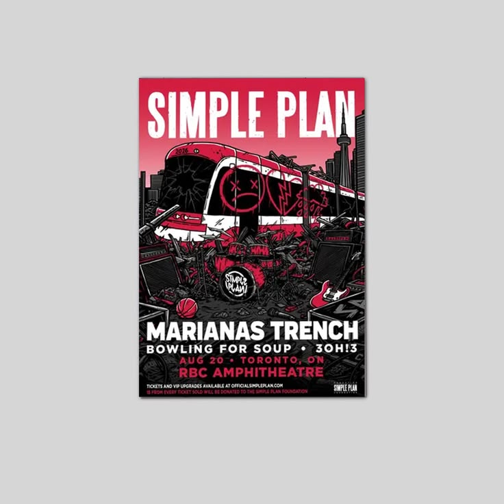Simple Plan Toronto Concert Poster, RBC Amphitheatre Show Print, Pop Punk Wall Art, Alternative Rock Fan Gift Decor