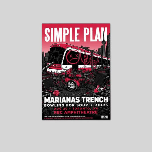 Simple Plan Toronto Concert Poster, RBC Amphitheatre Show Print, Pop Punk Wall Art, Alternative Rock Fan Gift Decor
