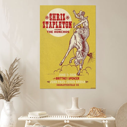 Music Poster Chris Stapleton 2025 Tour Charlottesville Retro Style - Size 24''x36''