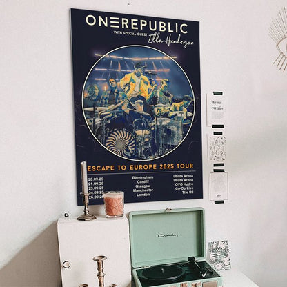 ONE REPUBLIC Escape To Europe 2025 UK Arena Poster - Wall Decor. No Frame Retro Style - Size 24''x36''