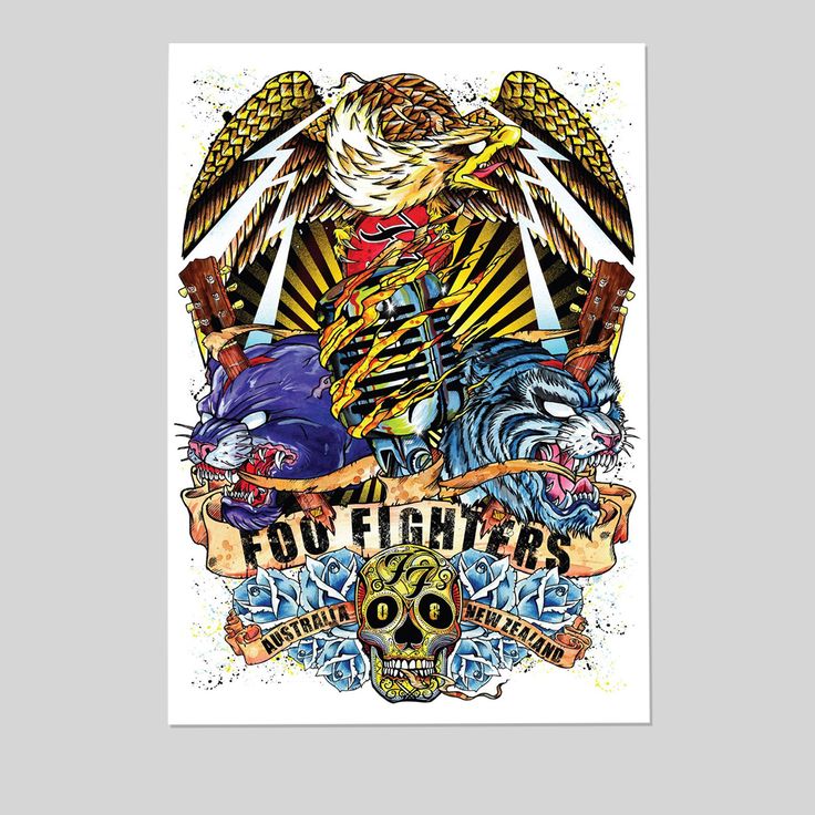 Foo Fighters Down Under Tour Music Art Poster Poster Size 24''x36''